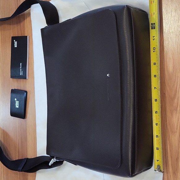 NWT Dark Brown Leather Montblanc Messenger Bag - Picture 3 of 9